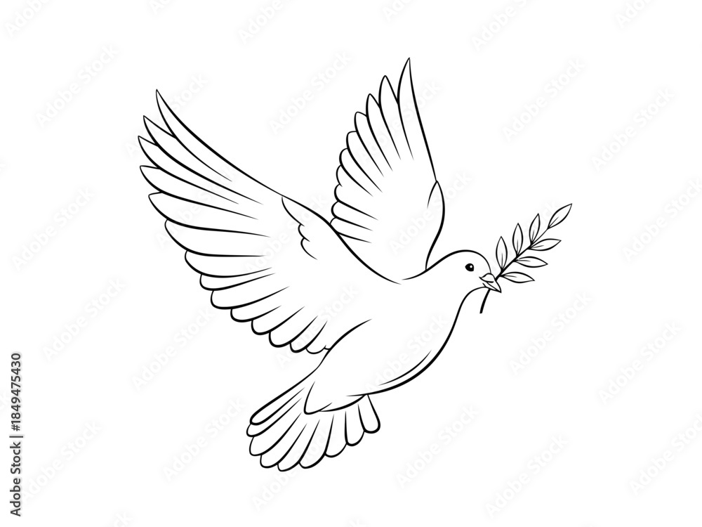 Obraz premium A white dove with an olive branch flying