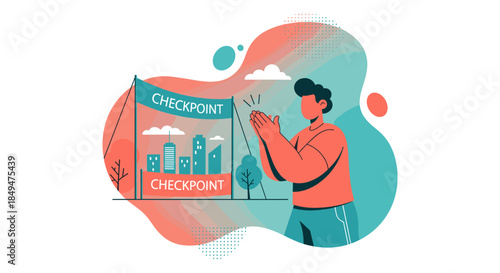 Woman Holding Shopping Bag Illustration.