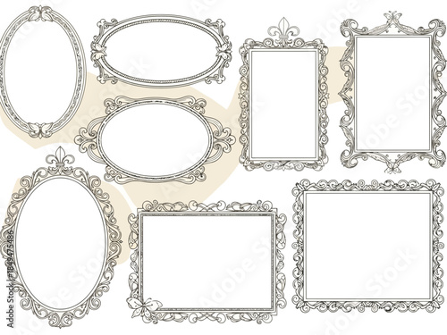 Elegant vintage frames with intricate floral and leaf designs