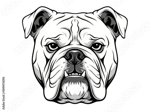 Closeup portrait of a bulldog with detailed wrinkles and expressive eyes