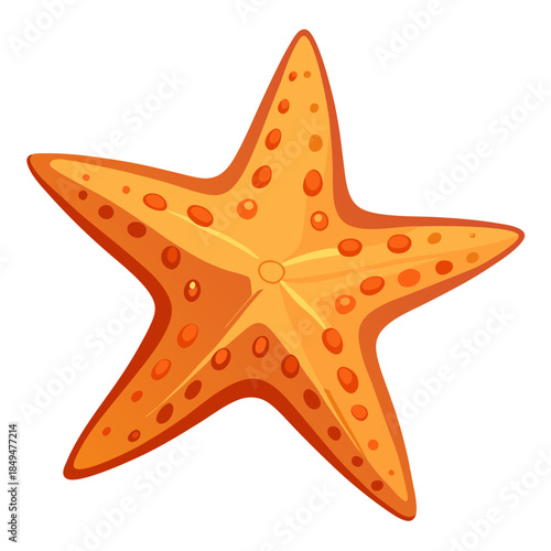 Vibrant orange starfish with red spots and yellow accents on transparent background
