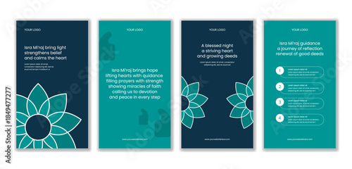 Night Journey Of Prophet Muhammad Isra Mi'raj Flat Cartoon Social Media Stories Illustration