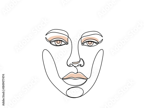 Minimalist line drawing of a womans face with simple features and smooth curves