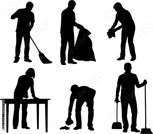 Cleaner and Janitor Silhouette Set