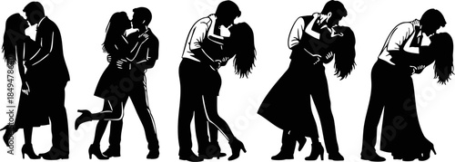 Romantic Couple Kissing Silhouette