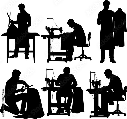 Tailor and Sewing Worker Silhouette