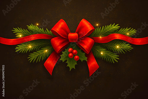 christmas greeting card with holly