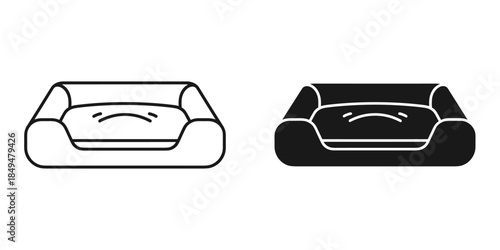 Black and White Pet Bed Line and Solid Fill Dog Bed Cat Bed