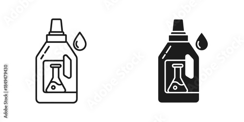 Black and White Laundry Detergent Bottle with Droplet and Flask