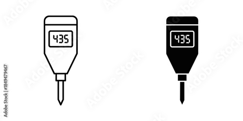 Black and White Soil p H Meter Outline and Silhouette