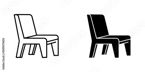 Simple black and white chair on white background seat