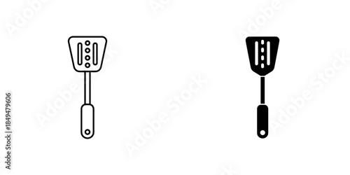 Spatula Outline and Silhouette Kitchen Utensil black