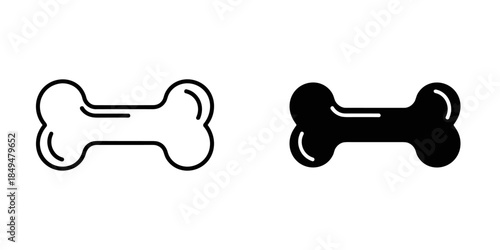 Two Dog Bone in Black and White Line treat food.