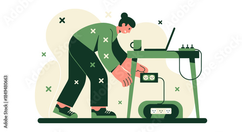 Woman Working on Industrial Machinery Equipment.