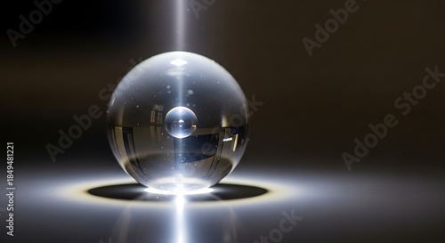 Spherical crystal refracting light, showcasing geometric properties