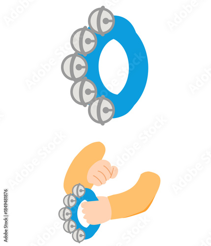 打楽器リングベルと演奏している手のベクターイラスト