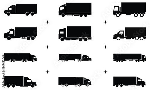 Truck Lorry silhouette set