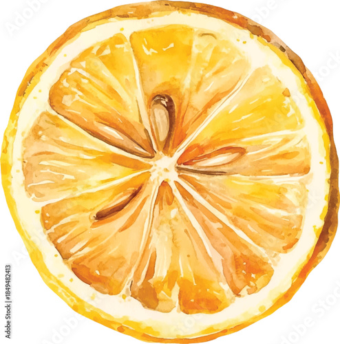 Vibrant Hand-Painted Lemon Slice