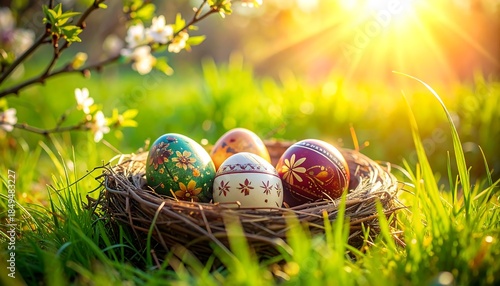 easter eggs in grass