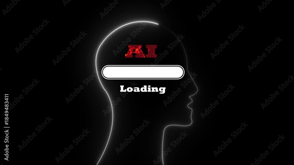 Human Brain with Digital AI Loading Bar Animation, Mind Processing and ...