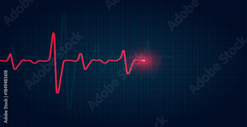 Cardiology concept with pulse rate diagram. Medical background with heart cardiogram.