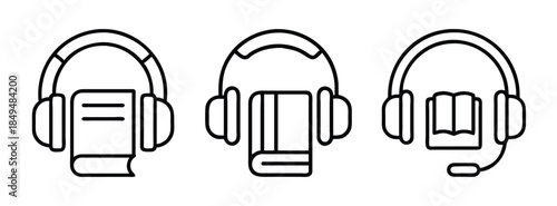 Headset Icons for Audiobook, Podcast, and Online Learning Platforms