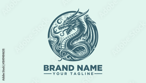 Dragon Logo Vector Illustration - Mythical Creature Emblem for Brand Identity