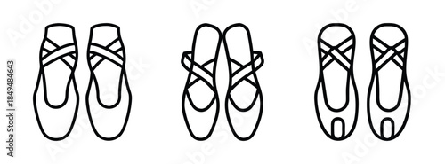 Ballet Shoes Illustrations in Minimalist Line Art Style for Dance and Fashion Design