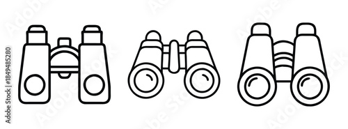 Binoculars Illustrations, Various Designs, Optical Instruments, Observation Tools