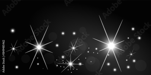 Sparkling stars dust and glowing bokeh lights. sparkling background, Magical particles, radiant fantasy celebration shimmer. Silver sparkle