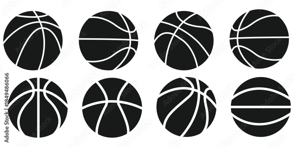 Obraz premium Basketball ball icons set. Basketball ball isolated icon. Black basketball symbols. Vector illustration.