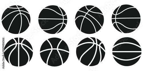 Basketball ball icons set. Basketball ball isolated icon. Black basketball symbols. Vector illustration.