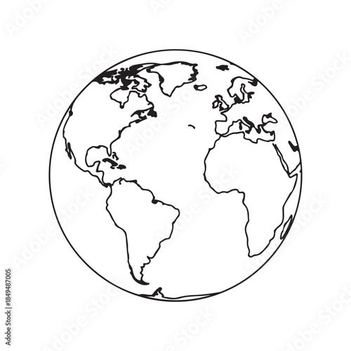Adobe Illustrator Artwork Minimalist Earth Globe World Map Circle Line Art Illustration