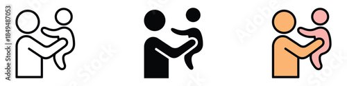 Parent holding baby icon vector. Father and son playing, fathers day symbol. vector illustration.