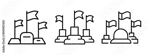 Iconic Landmarks with Flags, Monuments and Buildings