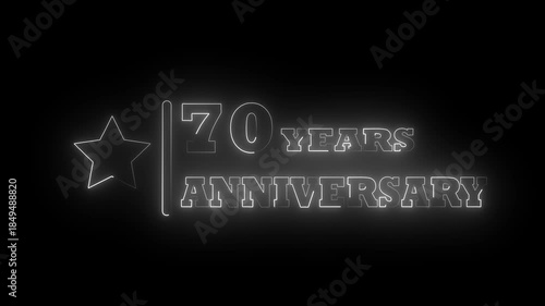 70 Years Anniversary Animation with Glowing Light Effect for Party Celebration. Animated Icon for a Decade of Success and Milestone Achievement.