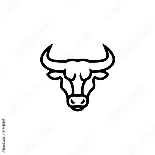 Stylized bull head outline icon isolated on transparent background