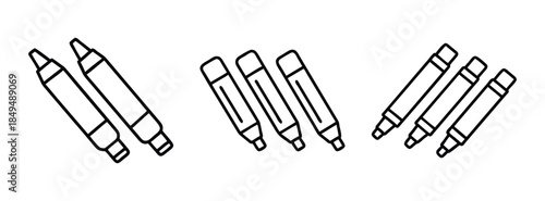 Crayon Illustrations in Black and White, Colorful Drawing Tools, Educational Art Supplies