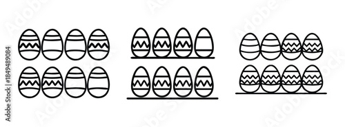 Easter Eggs Patterns and Designs, Black and White Decorative Elements
