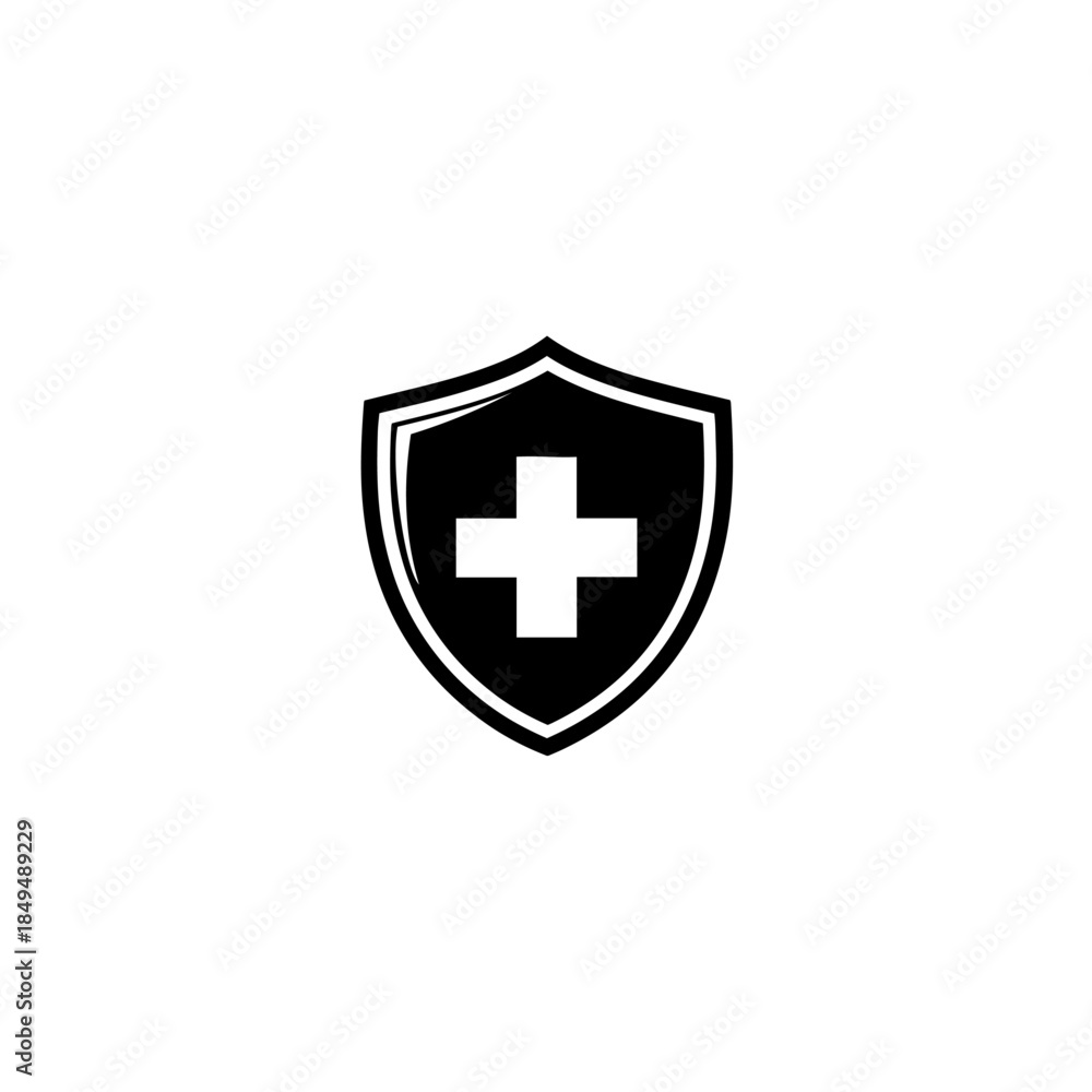 Fototapeta premium Medical cross shield icon isolated on transparent background