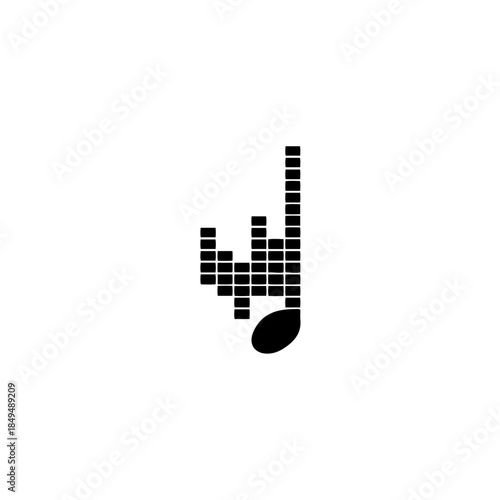 Audio equalizer and musical note icon isolated on transparent background