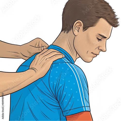 Physical Therapy Shoulder Pressure Point Treatment Vector Illustration