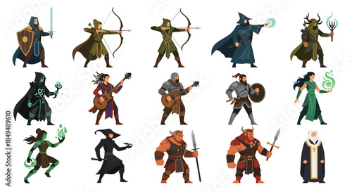 A large collection of diverse fantasy RPG game characters, including warriors, mages, archers, and mythical creatures.