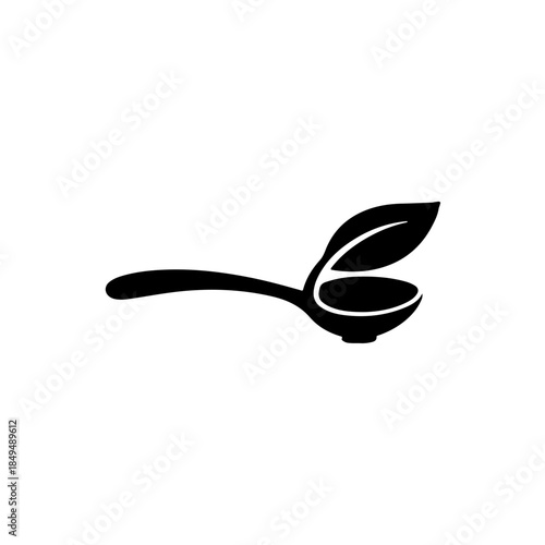 Spoon with leaf icon isolated on transparent background