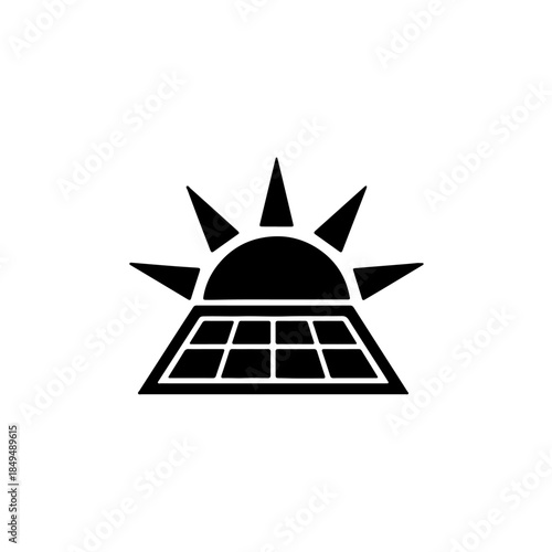 Solar panel and sun icon isolated on transparent background