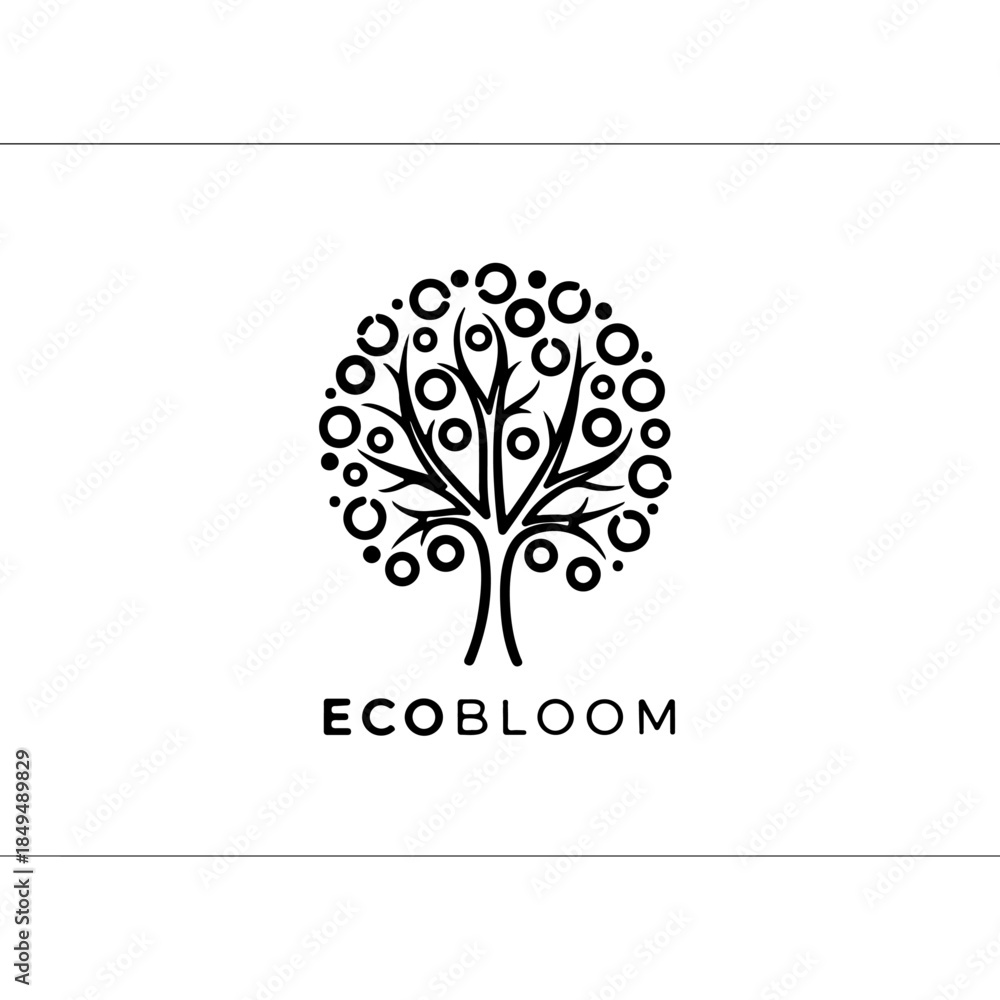 Obraz premium Ecobloom stylized tree logo isolated on transparent background