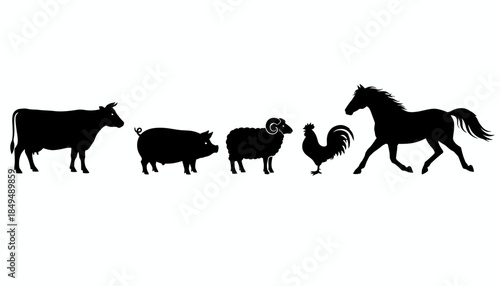 Farm Animals in Motion Across the Landscape on a Sunny Day