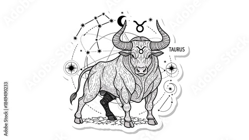 Wallpaper Mural Taurus Zodiac Constellation and Symbol Illustration. Torontodigital.ca