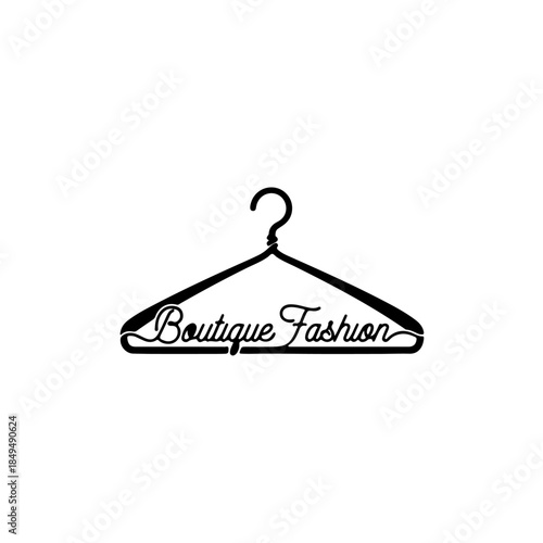 Boutique fashion clothes hanger logo design isolated on transparent background