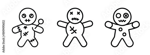 Spooky Stitched Gingerbread Men Illustrations for Halloween and Holiday Decor